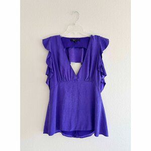 BCBG silk purple ruffle blouse Sz S